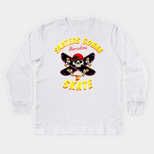 SKATERS GONNA SKATE BARCELONA Kids Long Sleeve T-Shirt